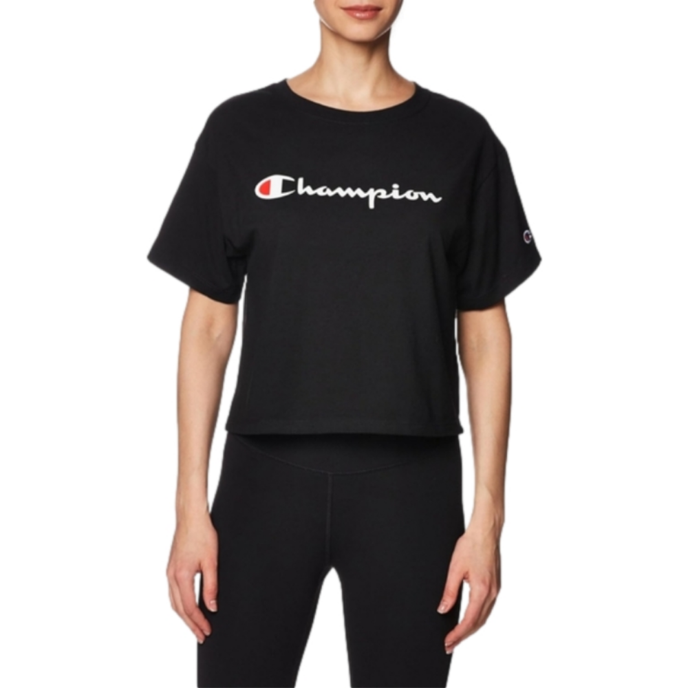CHAMPION • Cropped Womens Tee • 100% Cotton • Large • EUC •